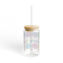 Load image into Gallery viewer, Happy Day Smiley Sipper Glass – 16oz Clear Tumbler with Straw