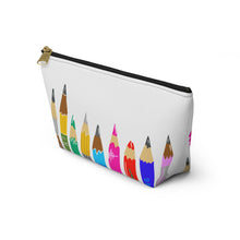 Load image into Gallery viewer, Pencil Art Accessory Pouch — Colorful Pencil Print T-Bottom Makeup Bag