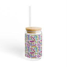 Load image into Gallery viewer, School Art Supplies 16oz Sipper Glass – Colorful Sewing & DIY Pattern Drink Jar
