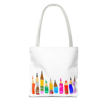 Load image into Gallery viewer, Colorful Pencil Pattern Tote Bag — Cute Art Teacher School Supply Tote