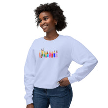 Load image into Gallery viewer, Colored Pencil Crewneck Sweatshirt — Cute Rainbow Art Supplies