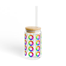 Load image into Gallery viewer, Color Wheel Sipper Glass – Reusable Drink Tumbler with Straw