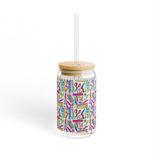 Load image into Gallery viewer, School Art Supplies 16oz Sipper Glass – Colorful Sewing & DIY Pattern Drink Jar
