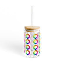 Load image into Gallery viewer, Color Wheel Sipper Glass – Reusable Drink Tumbler with Straw
