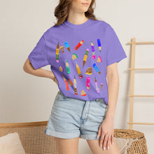 Load image into Gallery viewer, Art Supplies Graphic T-Shirt Comfort Colors— Colorful Pencils