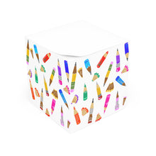 Load image into Gallery viewer, Pencil Doodle Note Cube – Colorful School Desk Sticky Memo Block