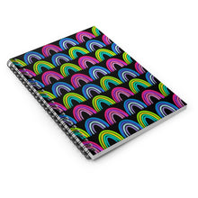 Load image into Gallery viewer, Black Neon Rainbow Spiral Notebook - Ruled Line