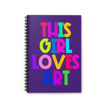 Load image into Gallery viewer, This Girl Loves Art Purple Spiral Notebook - Ruled Line