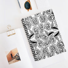 Load image into Gallery viewer, Black and White Florals Spiral Notebook - Ruled Line