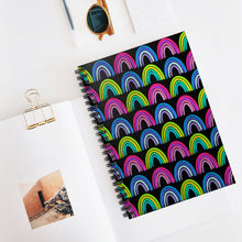 Load image into Gallery viewer, Black Neon Rainbow Spiral Notebook - Ruled Line