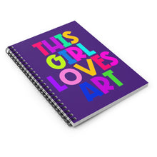 Load image into Gallery viewer, This Girl Loves Art Purple Spiral Notebook - Ruled Line