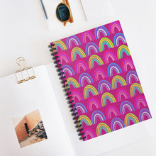 Load image into Gallery viewer, Pink Neon Rainbow Spiral Notebook - Ruled Line