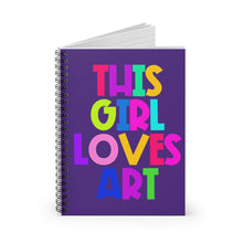 Load image into Gallery viewer, This Girl Loves Art Purple Spiral Notebook - Ruled Line