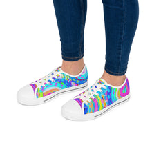 Load image into Gallery viewer, Blue Painted Rainbow Women's Low Top Sneakers