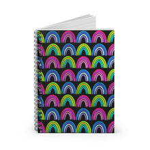 Load image into Gallery viewer, Black Neon Rainbow Spiral Notebook - Ruled Line