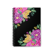 Load image into Gallery viewer, Black Floral Spiral Notebook - Ruled Line