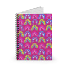 Load image into Gallery viewer, Pink Neon Rainbow Spiral Notebook - Ruled Line