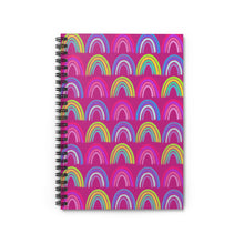 Load image into Gallery viewer, Pink Neon Rainbow Spiral Notebook - Ruled Line