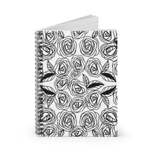 Load image into Gallery viewer, Black and White Florals Spiral Notebook - Ruled Line