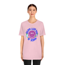 Load image into Gallery viewer, Happy Last Day of School Purple Smilie! Unisex Jersey Short Sleeve Tee