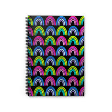 Load image into Gallery viewer, Black Neon Rainbow Spiral Notebook - Ruled Line