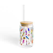 Load image into Gallery viewer, Short Pencils Sipper Glass — 16oz Bamboo Lid Tumbler
