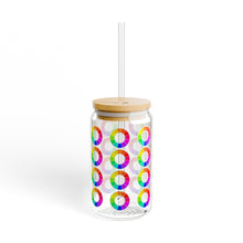 Load image into Gallery viewer, Color Wheel Sipper Glass – Reusable Drink Tumbler with Straw
