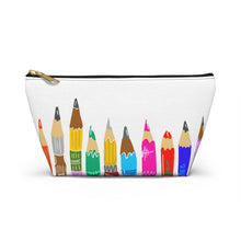 Load image into Gallery viewer, Pencil Art Accessory Pouch — Colorful Pencil Print T-Bottom Makeup Bag
