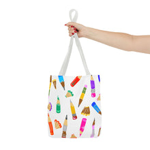 Load image into Gallery viewer, Colorful Pencil Pattern Tote Bag — Cute Art Teacher School Supply Tote
