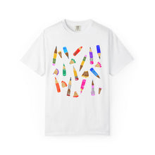 Load image into Gallery viewer, Art Supplies Graphic T-Shirt Comfort Colors— Colorful Pencils
