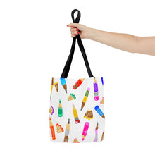 Load image into Gallery viewer, Colorful Pencil Pattern Tote Bag — Cute Art Teacher School Supply Tote
