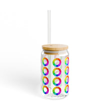 Load image into Gallery viewer, Color Wheel Sipper Glass – Reusable Drink Tumbler with Straw
