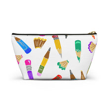 Load image into Gallery viewer, Pencil Art Accessory Pouch — Colorful Pencil Print T-Bottom Makeup Bag
