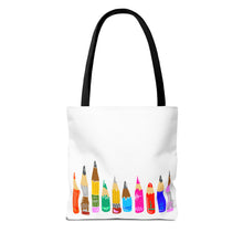 Load image into Gallery viewer, Colorful Pencil Pattern Tote Bag — Cute Art Teacher School Supply Tote
