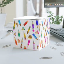 Load image into Gallery viewer, Pencil Doodle Note Cube – Colorful School Desk Sticky Memo Block
