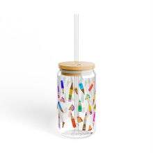 Load image into Gallery viewer, Short Pencils Sipper Glass — 16oz Bamboo Lid Tumbler
