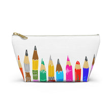 Load image into Gallery viewer, Pencil Art Accessory Pouch — Colorful Pencil Print T-Bottom Makeup Bag
