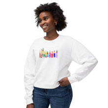 Load image into Gallery viewer, Colored Pencil Crewneck Sweatshirt — Cute Rainbow Art Supplies

