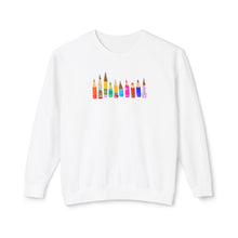 Load image into Gallery viewer, Colored Pencil Crewneck Sweatshirt — Cute Rainbow Art Supplies
