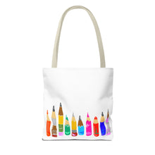Load image into Gallery viewer, Colorful Pencil Pattern Tote Bag — Cute Art Teacher School Supply Tote
