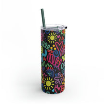 Load image into Gallery viewer, Black Bright Doodles Skinny Matte Tumbler, 20oz
