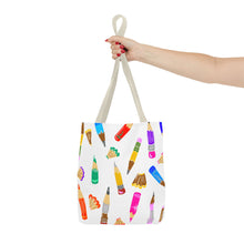 Load image into Gallery viewer, Colorful Pencil Pattern Tote Bag — Cute Art Teacher School Supply Tote
