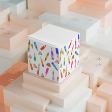 Load image into Gallery viewer, Pencil Doodle Note Cube – Colorful School Desk Sticky Memo Block

