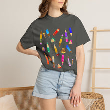 Load image into Gallery viewer, Art Supplies Graphic T-Shirt Comfort Colors— Colorful Pencils
