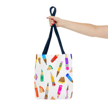 Load image into Gallery viewer, Colorful Pencil Pattern Tote Bag — Cute Art Teacher School Supply Tote
