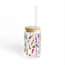 Load image into Gallery viewer, Short Pencils Sipper Glass — 16oz Bamboo Lid Tumbler
