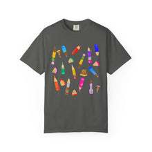 Load image into Gallery viewer, Art Supplies Graphic T-Shirt Comfort Colors— Colorful Pencils
