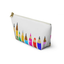 Load image into Gallery viewer, Pencil Art Accessory Pouch — Colorful Pencil Print T-Bottom Makeup Bag

