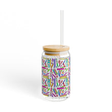 Load image into Gallery viewer, School Art Supplies 16oz Sipper Glass – Colorful Sewing &amp; DIY Pattern Drink Jar
