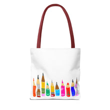 Load image into Gallery viewer, Colorful Pencil Pattern Tote Bag — Cute Art Teacher School Supply Tote
